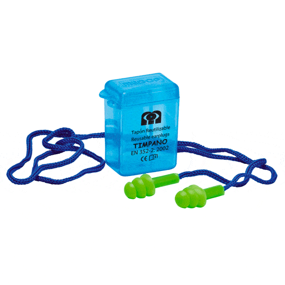 Pre-moulded detectable green TPR earplugs with cord. SNR 26 dB