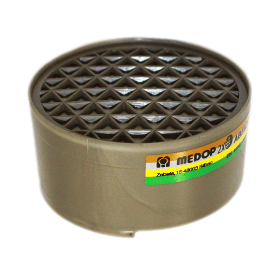 ABEK1, la protection contre les gaz et vapeurs. Boîte de 8 filtres.
